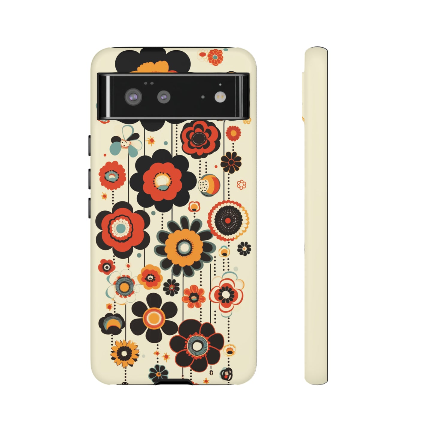 Minimalistic Round Flowers & Thin Vines Pattern iPhone Case