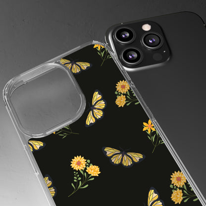 Yellow Butterfly & Flowers | Clear iPhone Case / Samsung Case