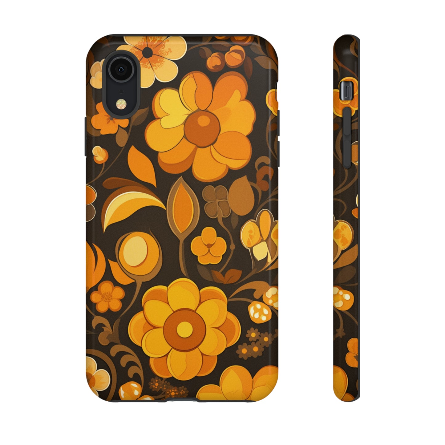 Abstract Retro 70s Dark Wildflower Patterns iPhone Case / Samsung Case