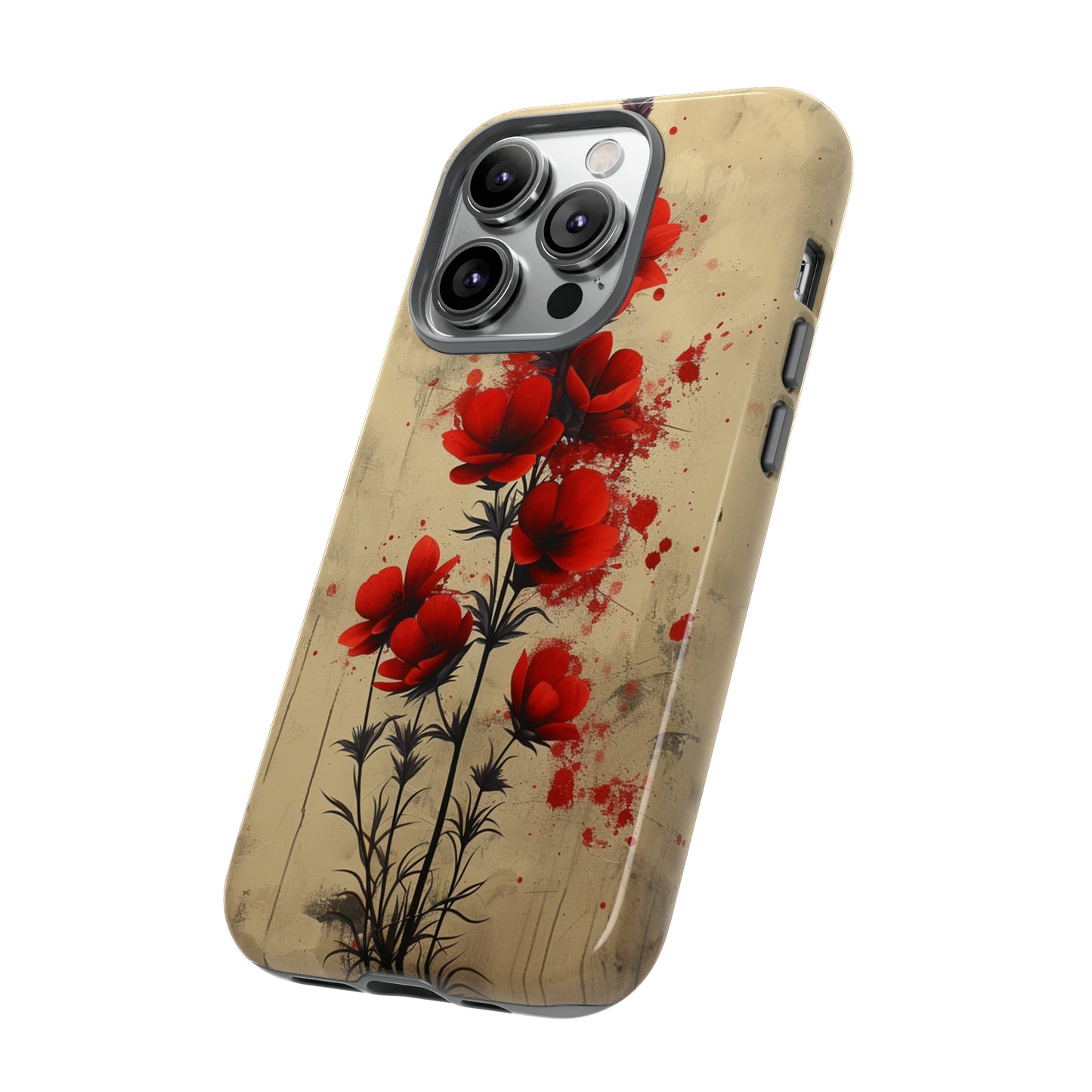 Vintage Red Roses, Wildflowers iPhone Case