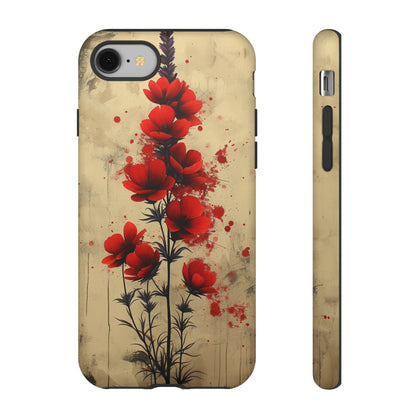 Vintage Red Roses, Wildflowers iPhone Case