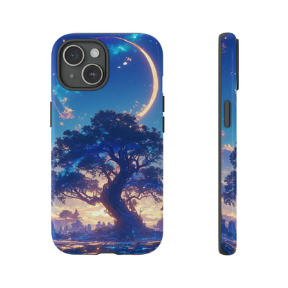 Japanese Moon Beautiful Stars & Tree iPhone Case, Gift for Astral Lovers