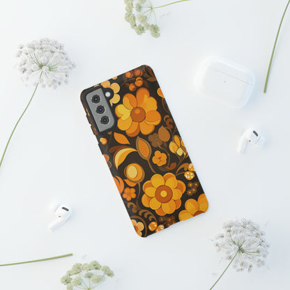 Abstract Retro 70s Dark Wildflower Patterns iPhone Case / Samsung Case