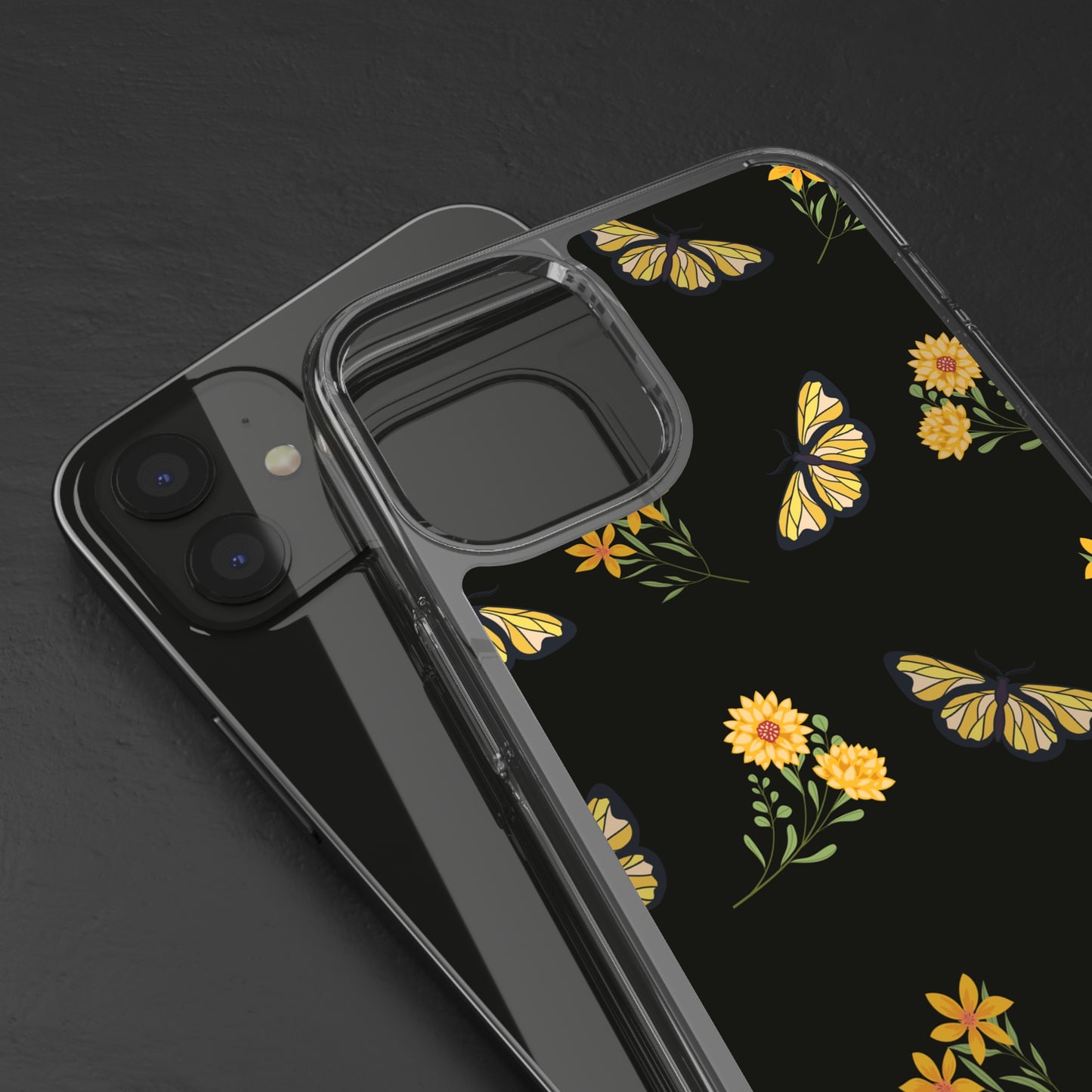 Yellow Butterfly & Flowers | Clear iPhone Case / Samsung Case