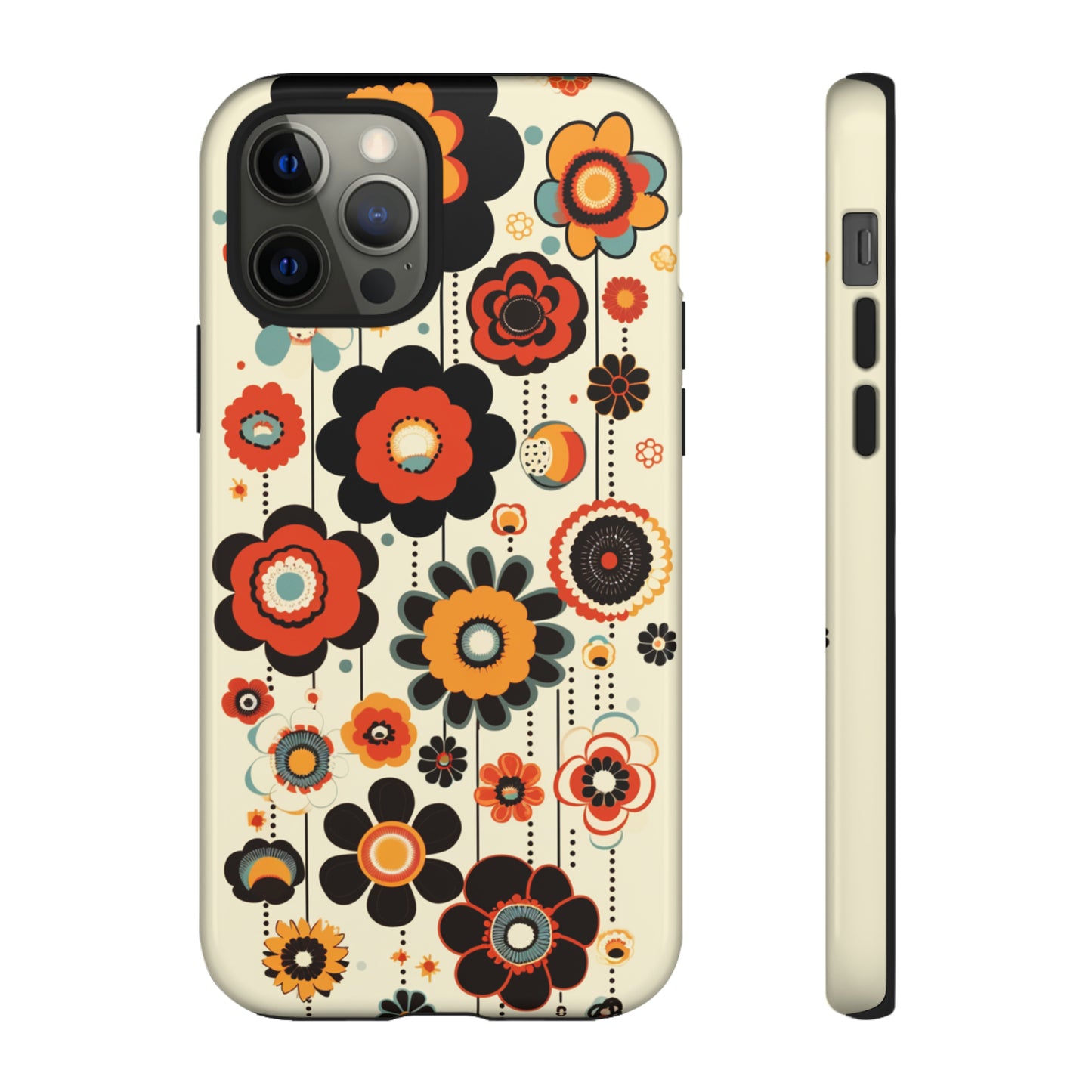 Minimalistic Round Flowers & Thin Vines Pattern iPhone Case