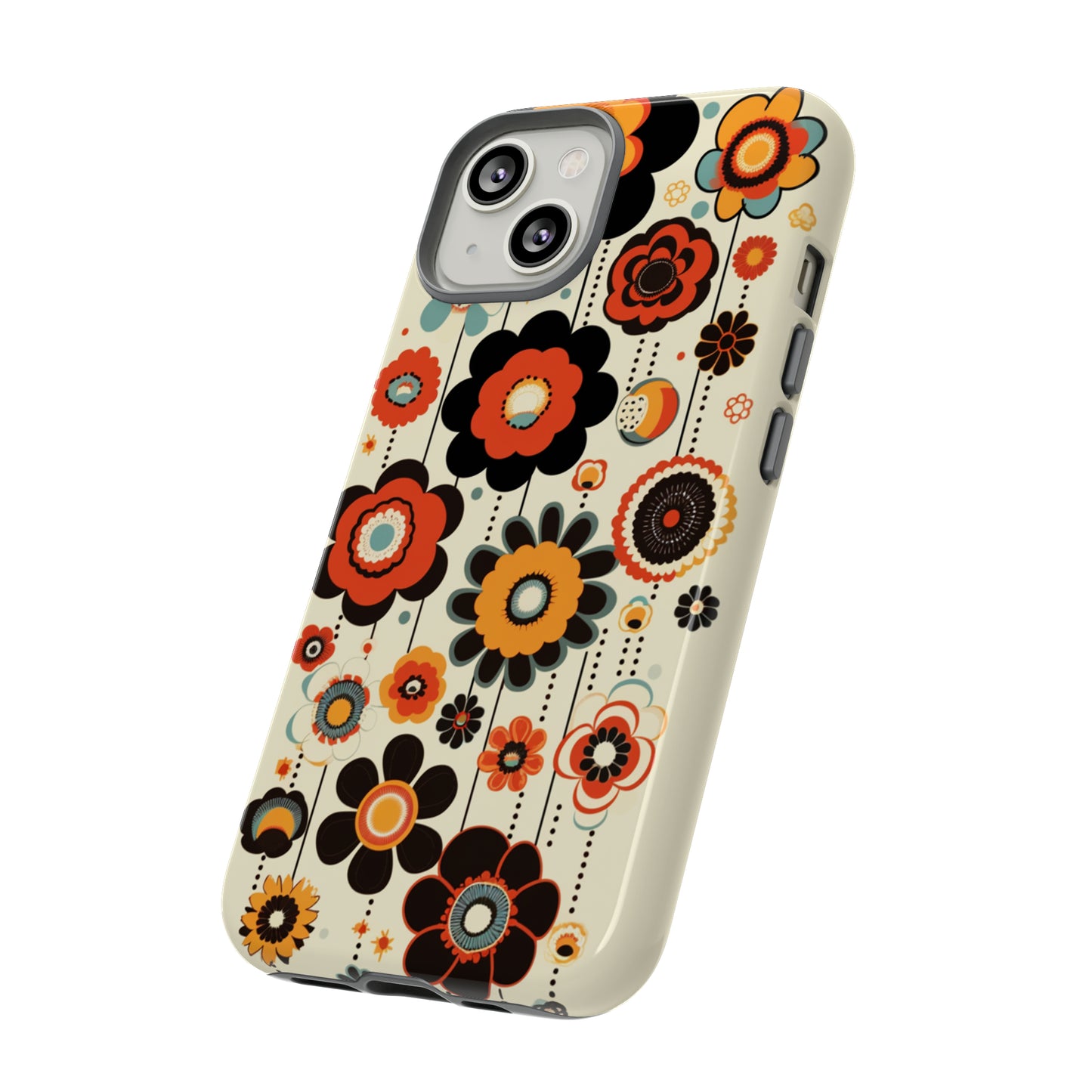 Minimalistic Round Flowers & Thin Vines Pattern iPhone Case