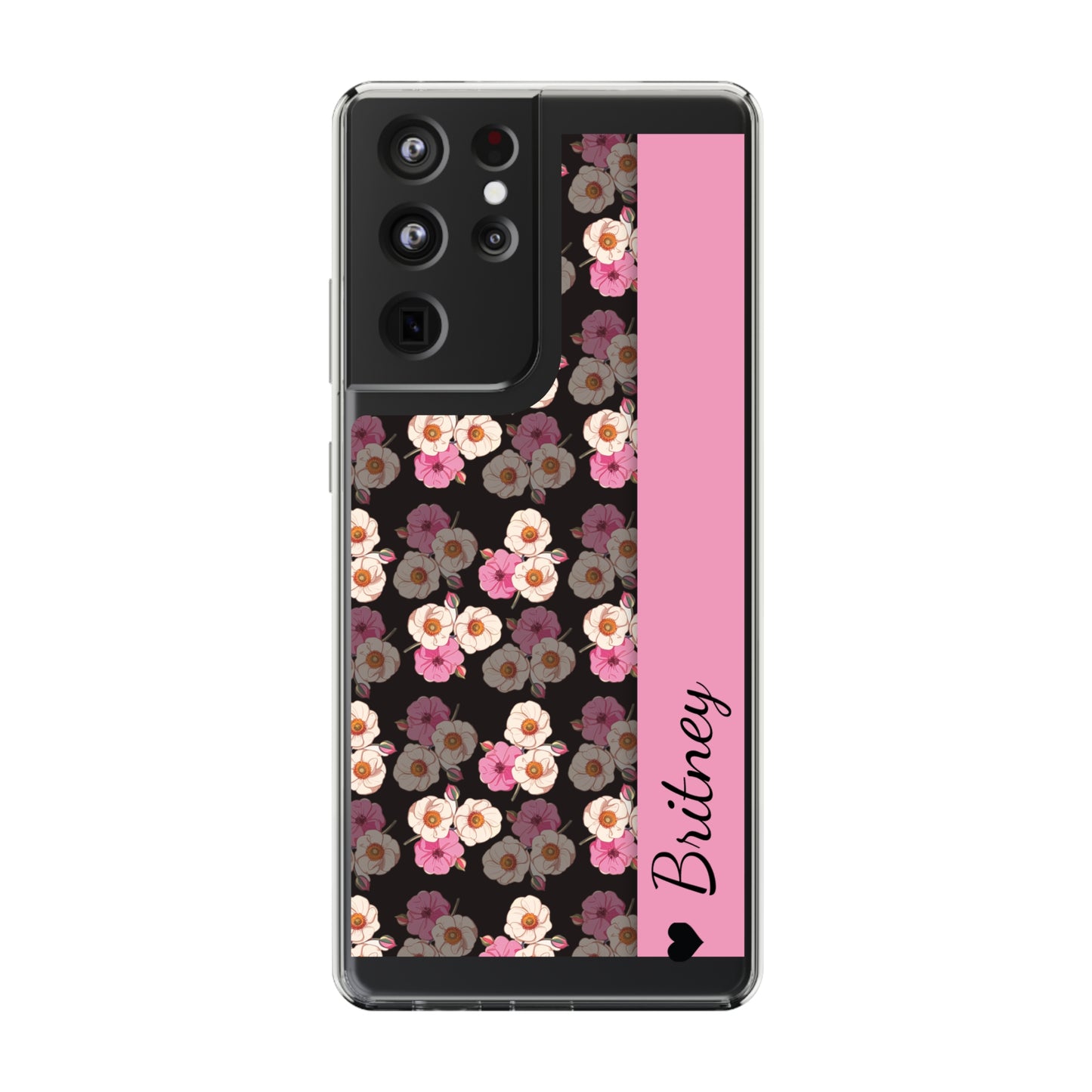 Custom Name Light Rose Pattern | Clear iPhone Case / Samsung Case