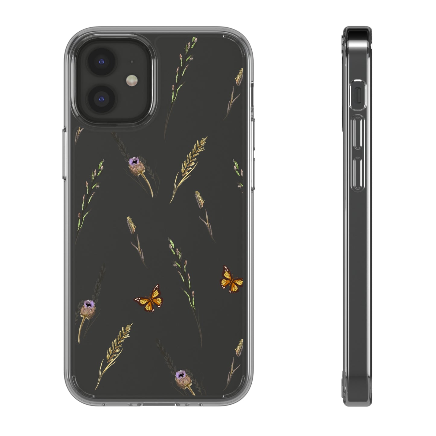 Gentle Wildflowers & Butterflies | Clear iPhone Case / Samsung Case