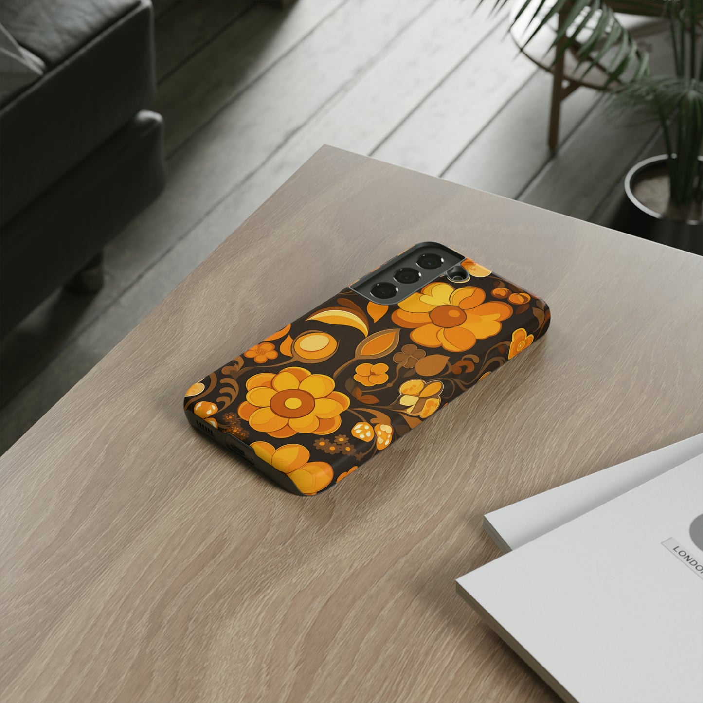 Abstract Retro 70s Dark Wildflower Patterns iPhone Case / Samsung Case