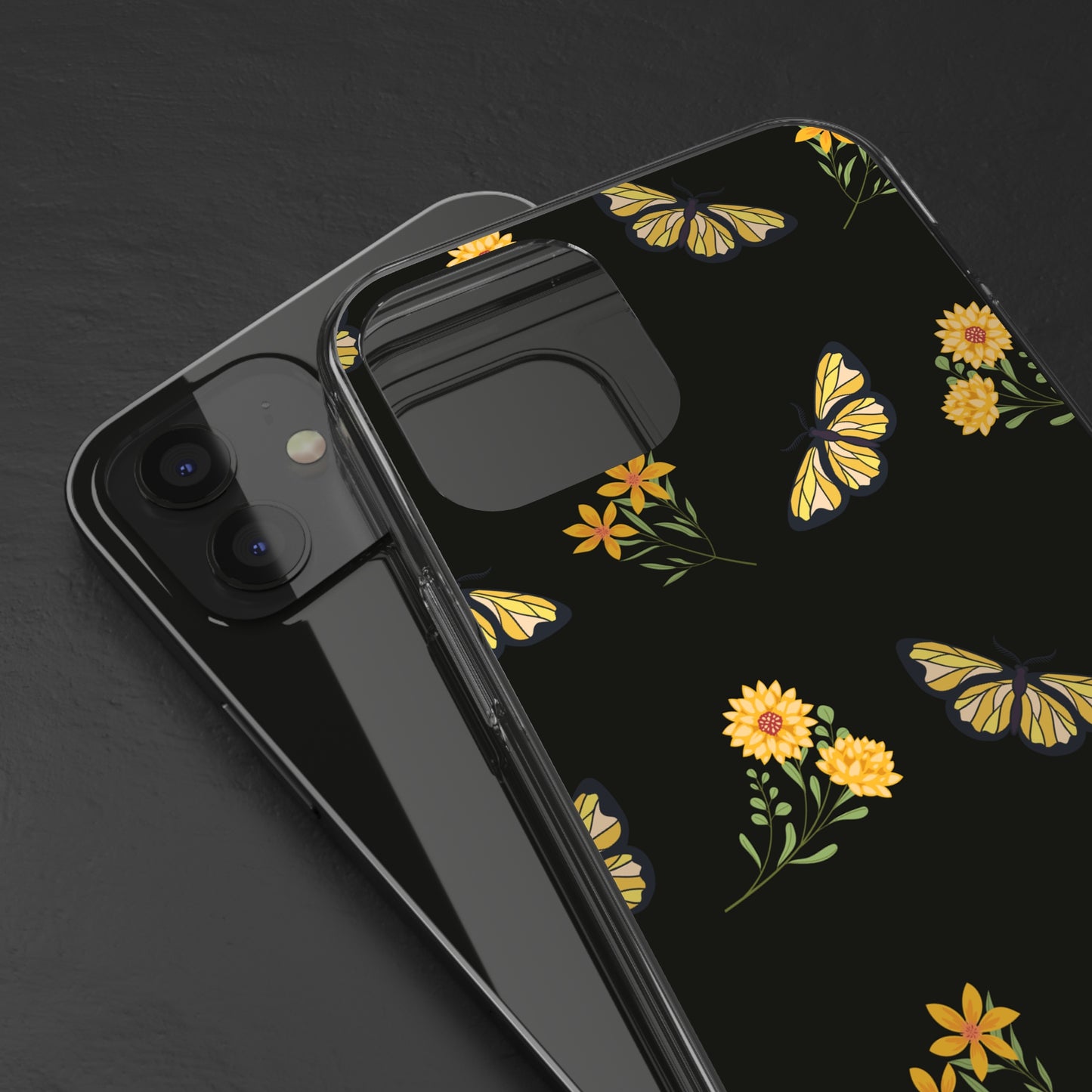 Yellow Butterfly & Flowers | Clear iPhone Case / Samsung Case