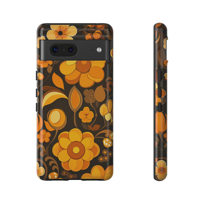 Abstract Retro 70s Dark Wildflower Patterns iPhone Case / Samsung Case