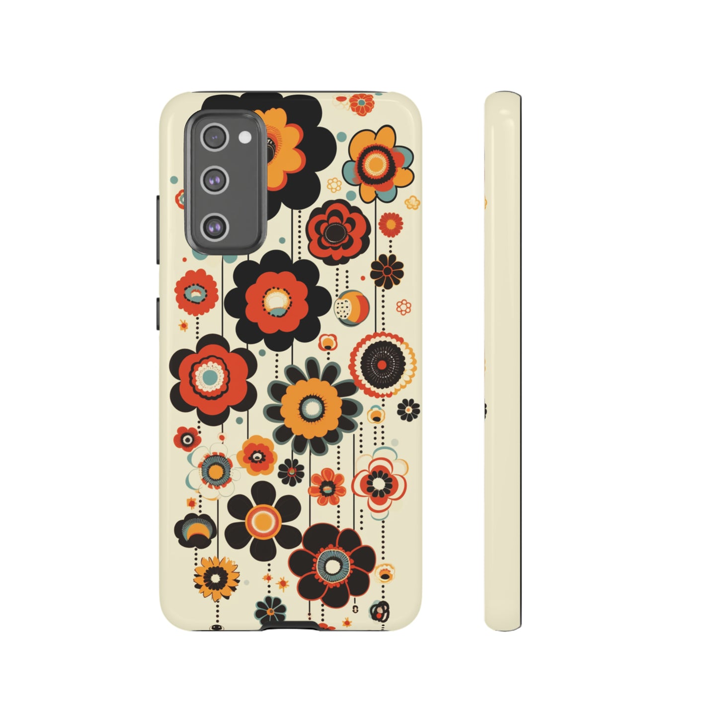 Minimalistic Round Flowers & Thin Vines Pattern iPhone Case