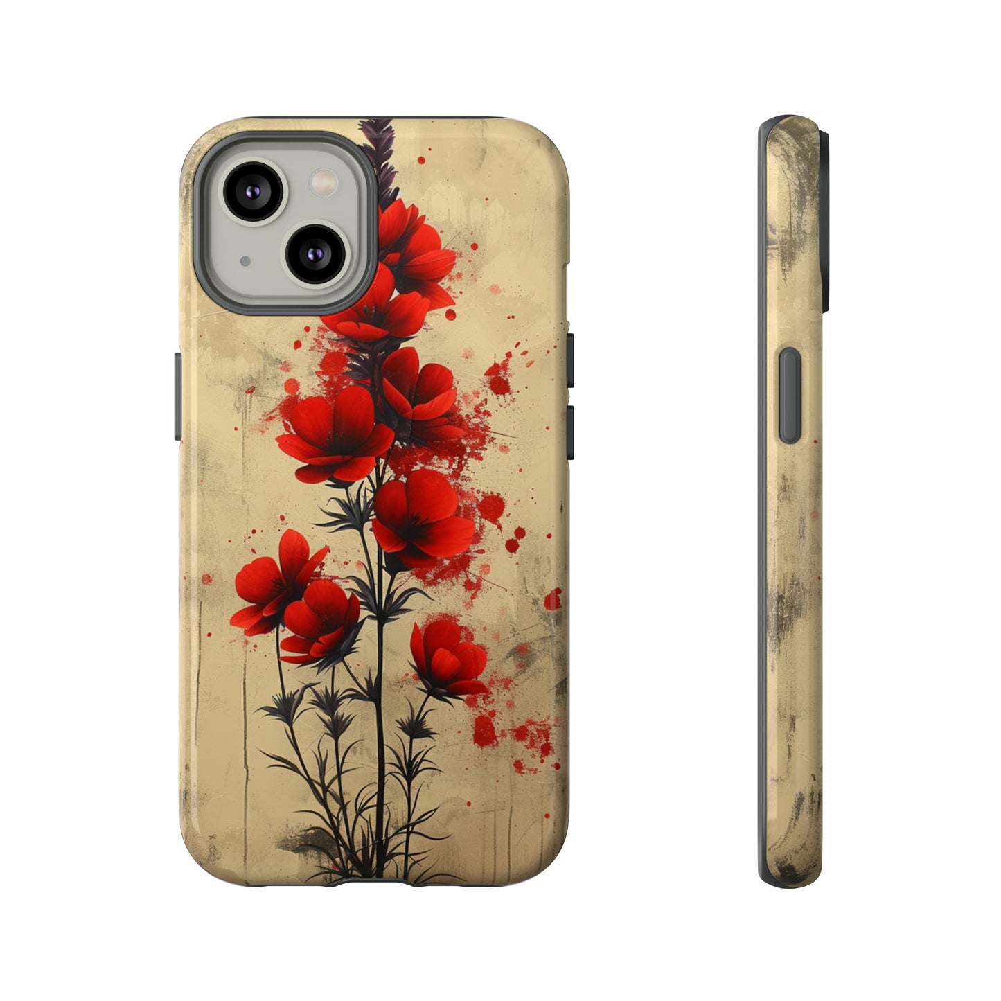 Vintage Red Roses, Wildflowers iPhone Case