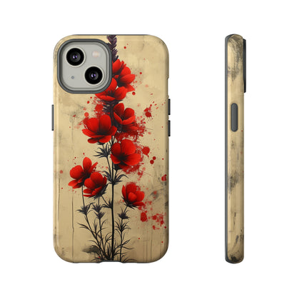 Vintage Red Roses, Wildflowers iPhone Case