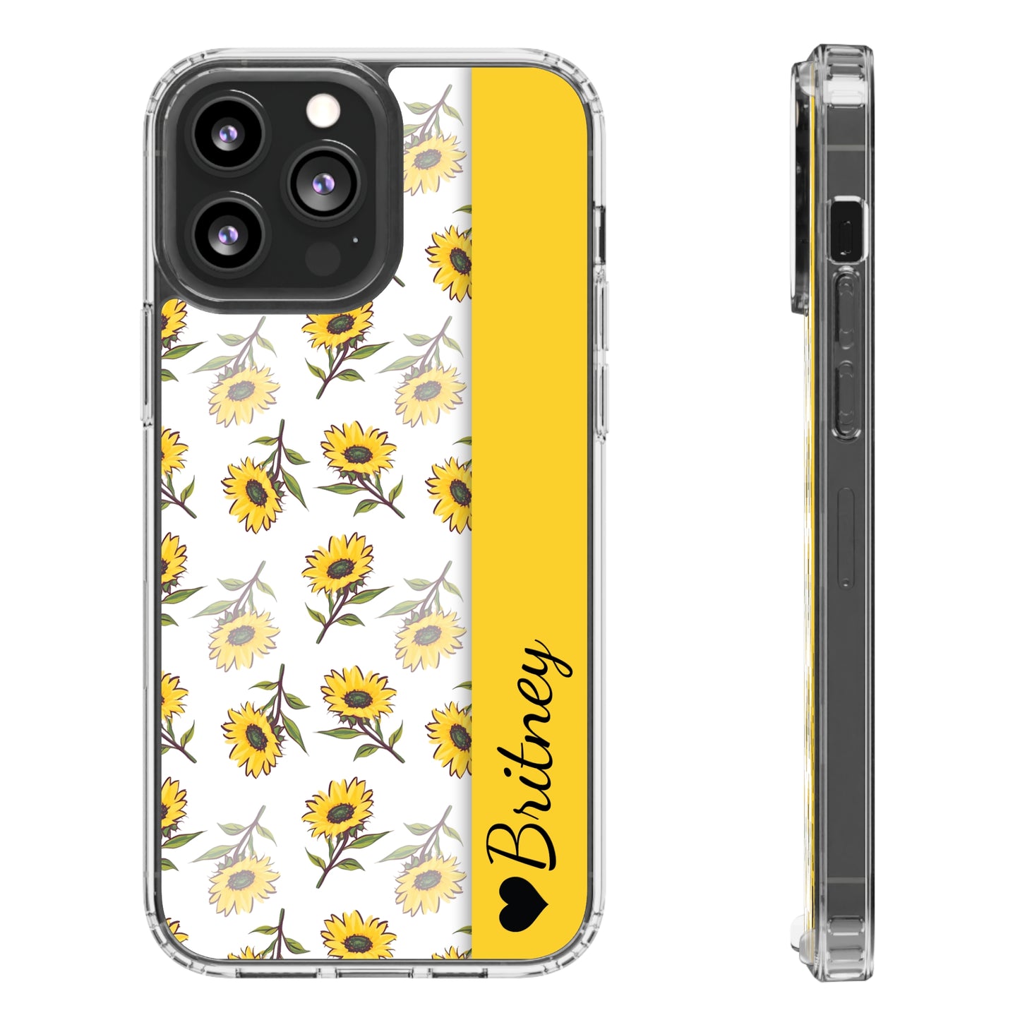 Custom Name Sunflower Pattern | Clear iPhone Case / Samsung Case