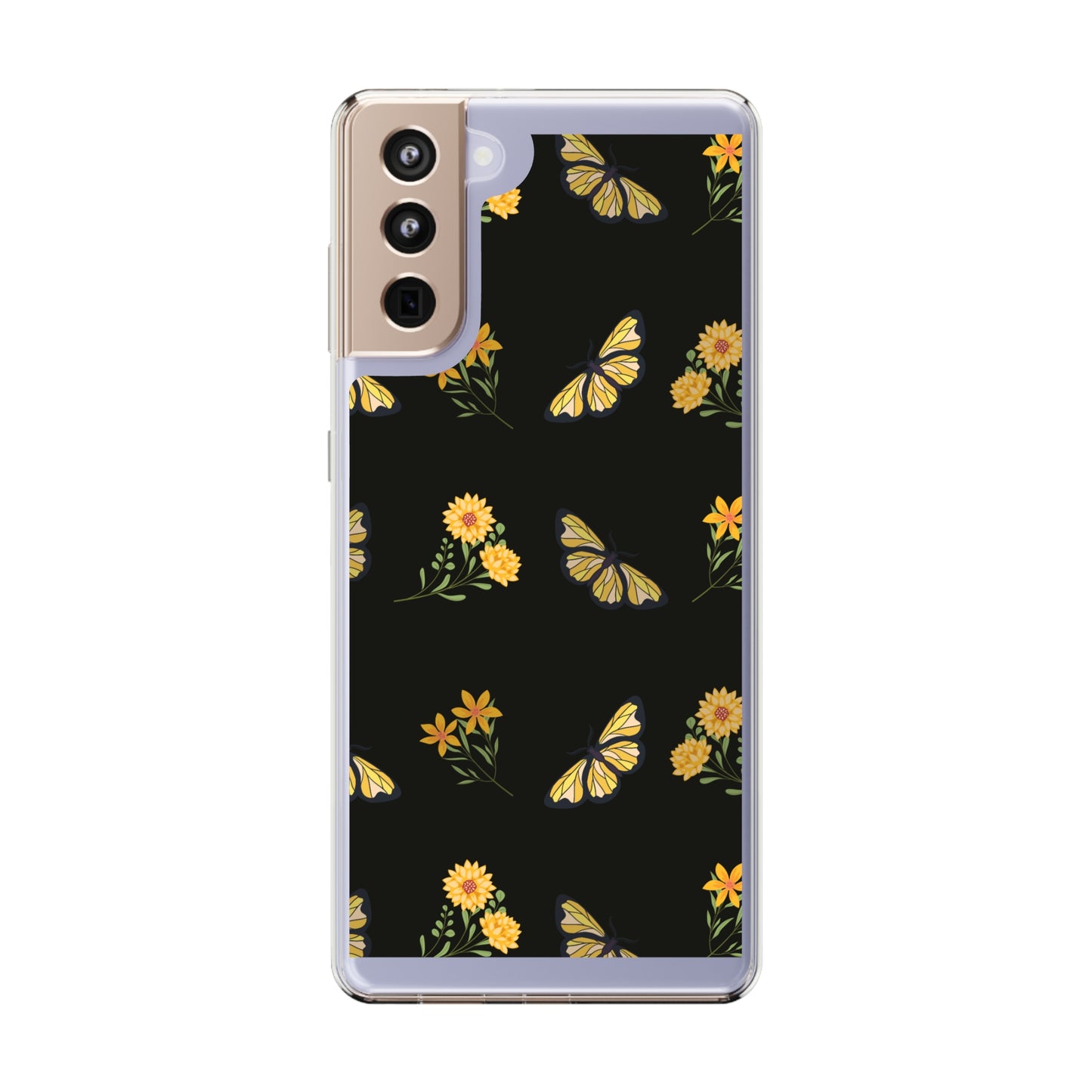 Yellow Butterfly & Flowers | Clear iPhone Case / Samsung Case