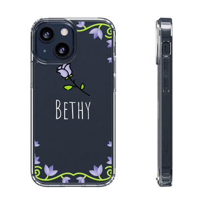 Custom Name Violet Floral Vines | Clear iPhone Case / Samsung Case