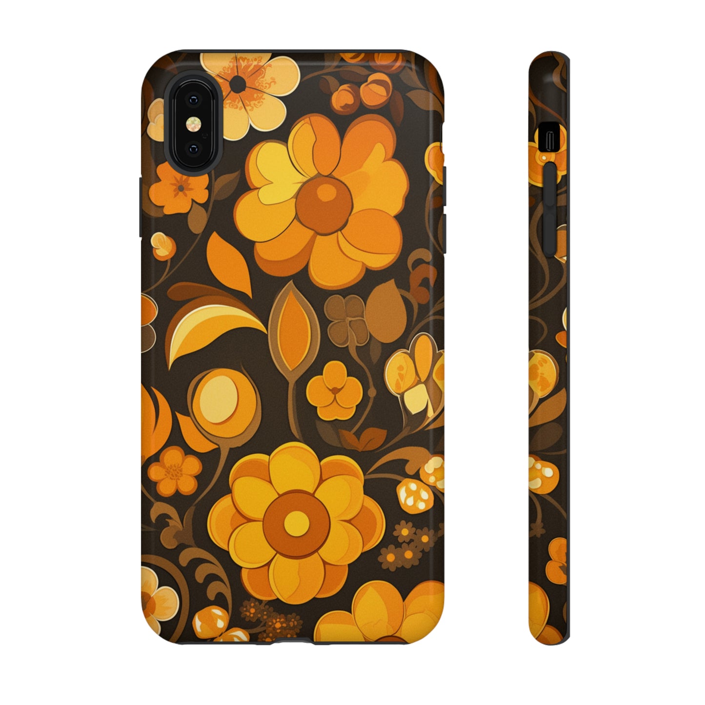 Abstract Retro 70s Dark Wildflower Patterns iPhone Case / Samsung Case