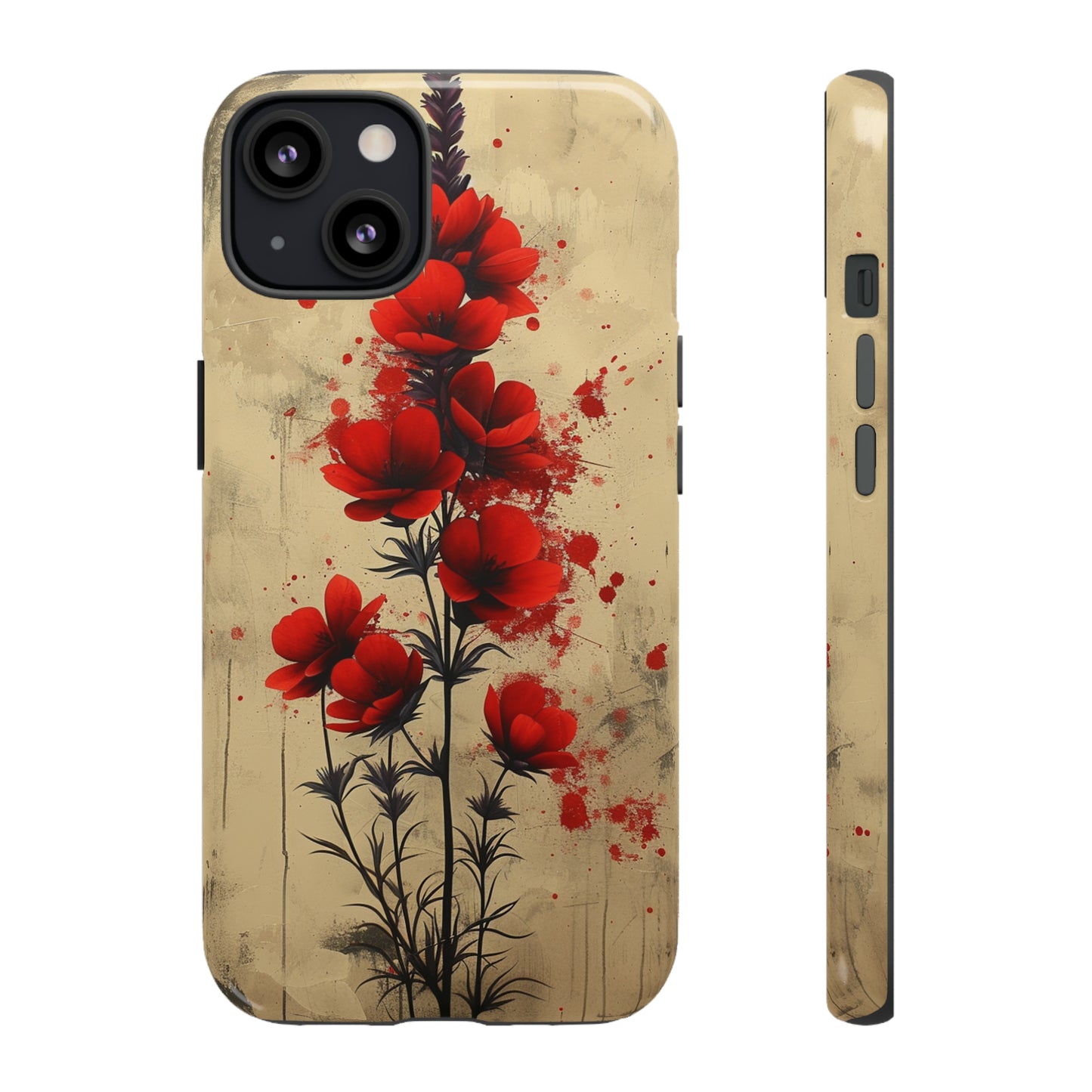 Vintage Red Roses, Wildflowers iPhone Case