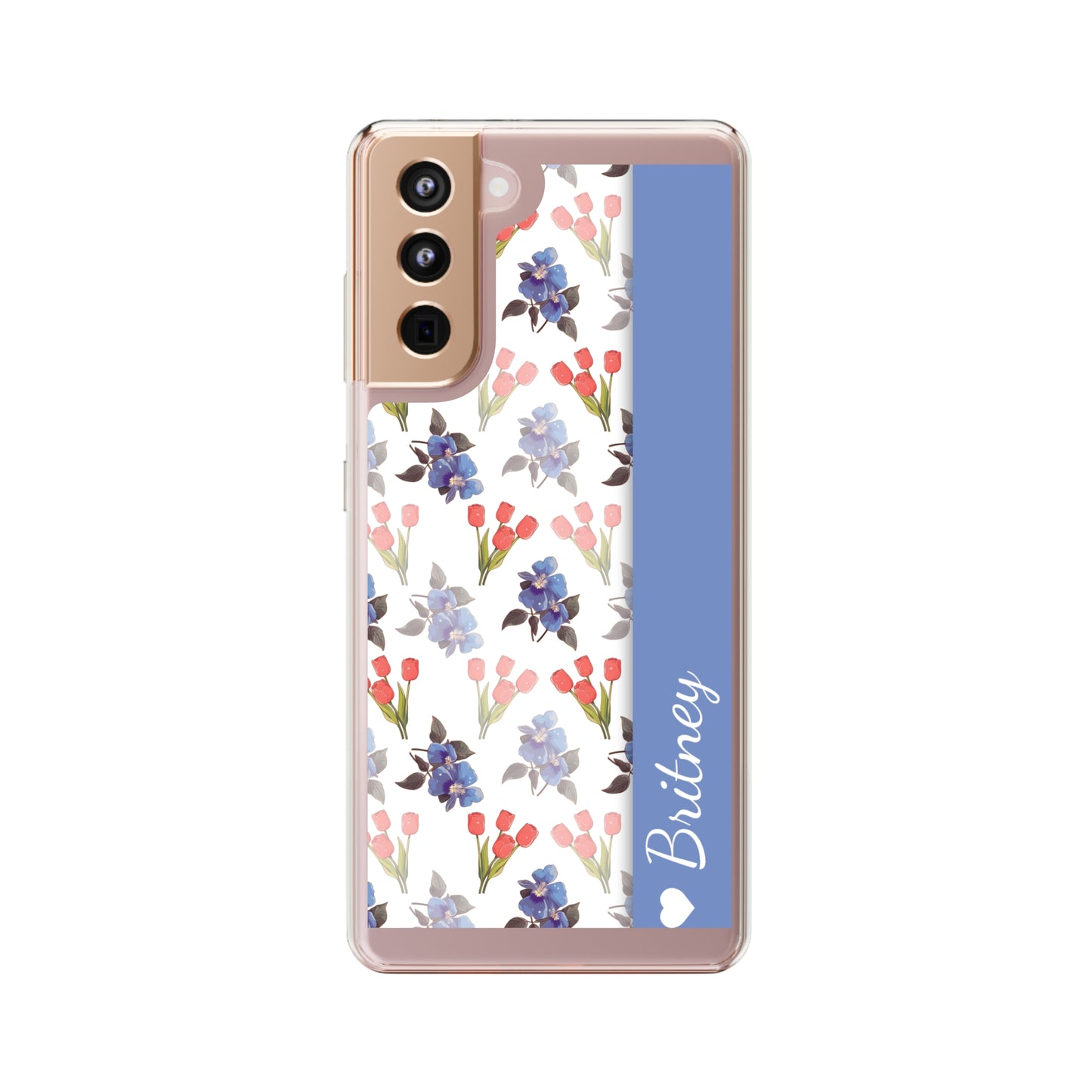 Custom Blue Red Flowers | Clear iPhone Case / Samsung Case