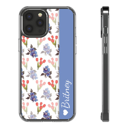 Custom Blue Red Flowers | Clear iPhone Case / Samsung Case