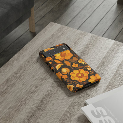 Abstract Retro 70s Dark Wildflower Patterns iPhone Case / Samsung Case