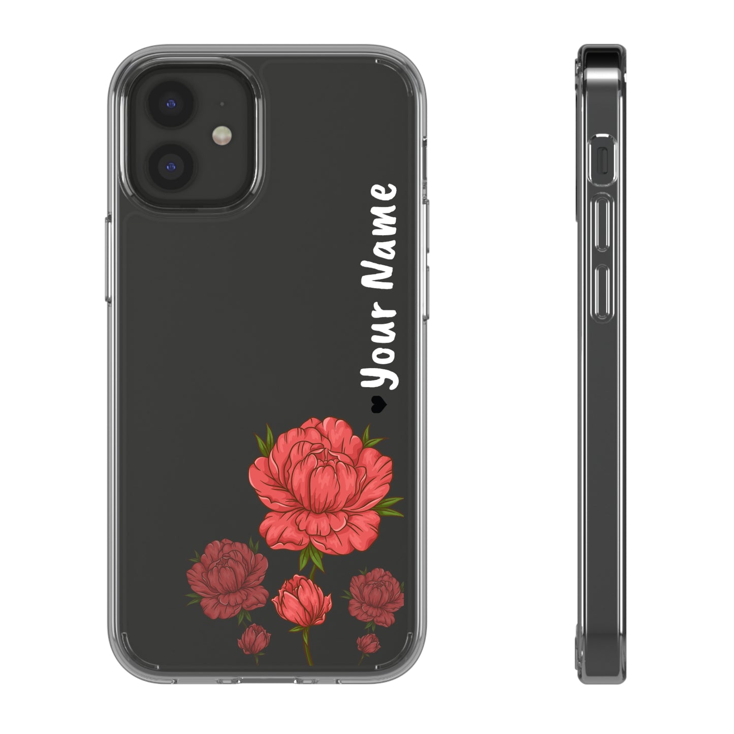 Custom Red Flowers | Clear iPhone Case / Samsung Case