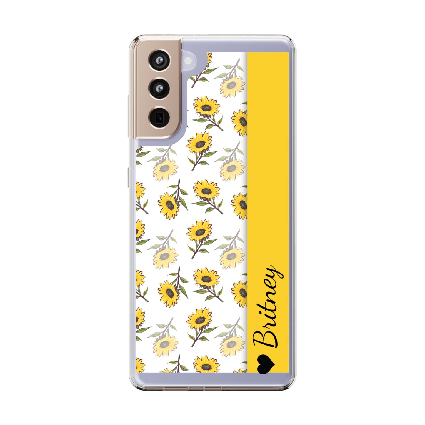 Custom Name Sunflower Pattern | Clear iPhone Case / Samsung Case