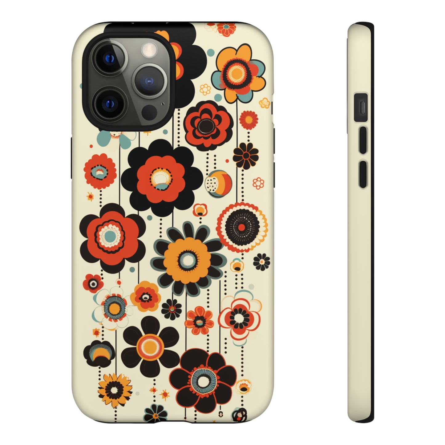 Minimalistic Round Flowers & Thin Vines Pattern iPhone Case