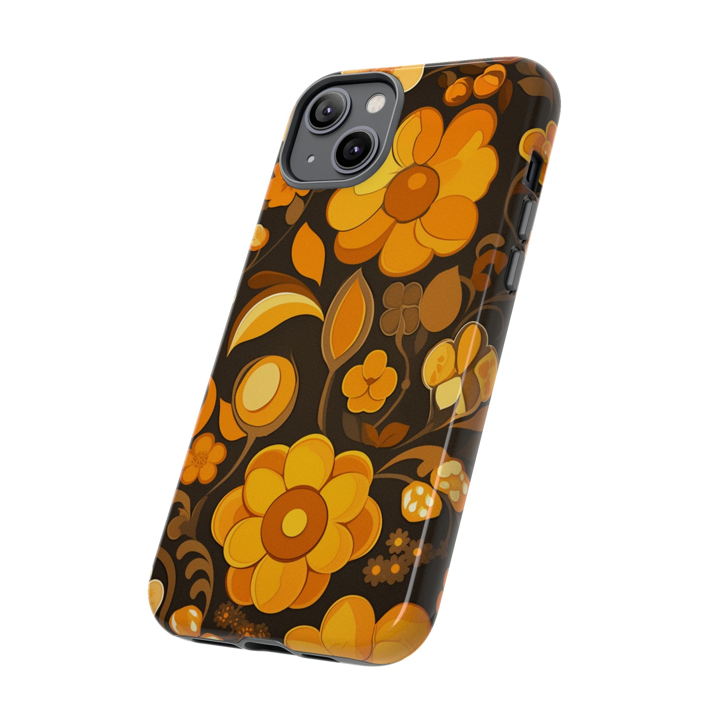 Abstract Retro 70s Dark Wildflower Patterns iPhone Case / Samsung Case