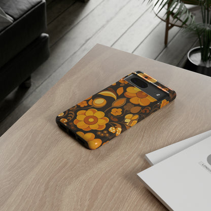 Abstract Retro 70s Dark Wildflower Patterns iPhone Case / Samsung Case