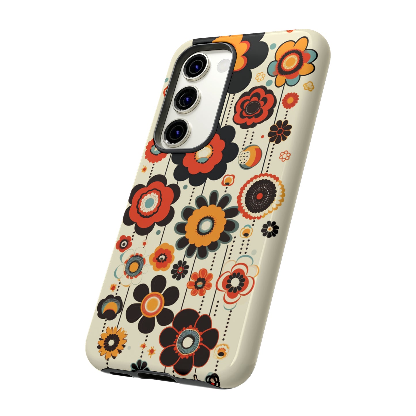 Minimalistic Round Flowers & Thin Vines Pattern iPhone Case