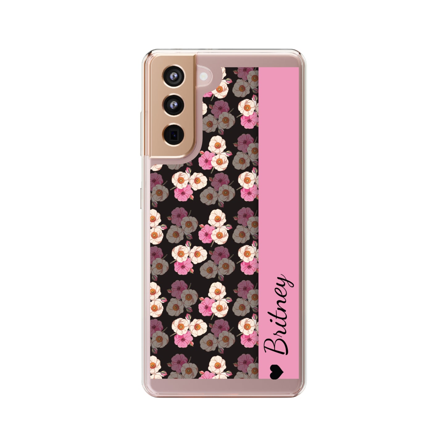 Custom Name Light Rose Pattern | Clear iPhone Case / Samsung Case