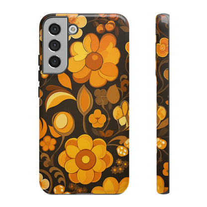 Abstract Retro 70s Dark Wildflower Patterns iPhone Case / Samsung Case