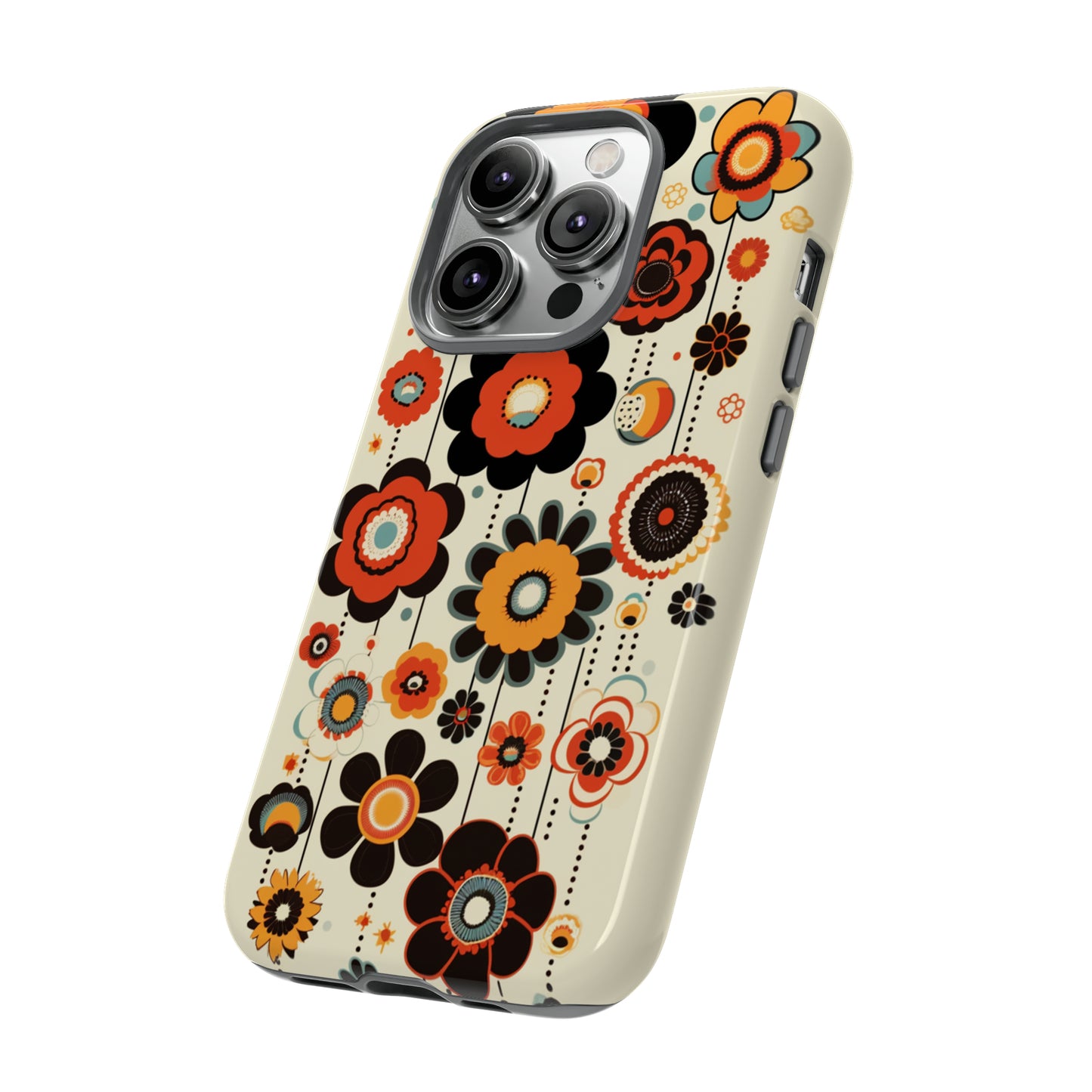 Minimalistic Round Flowers & Thin Vines Pattern iPhone Case