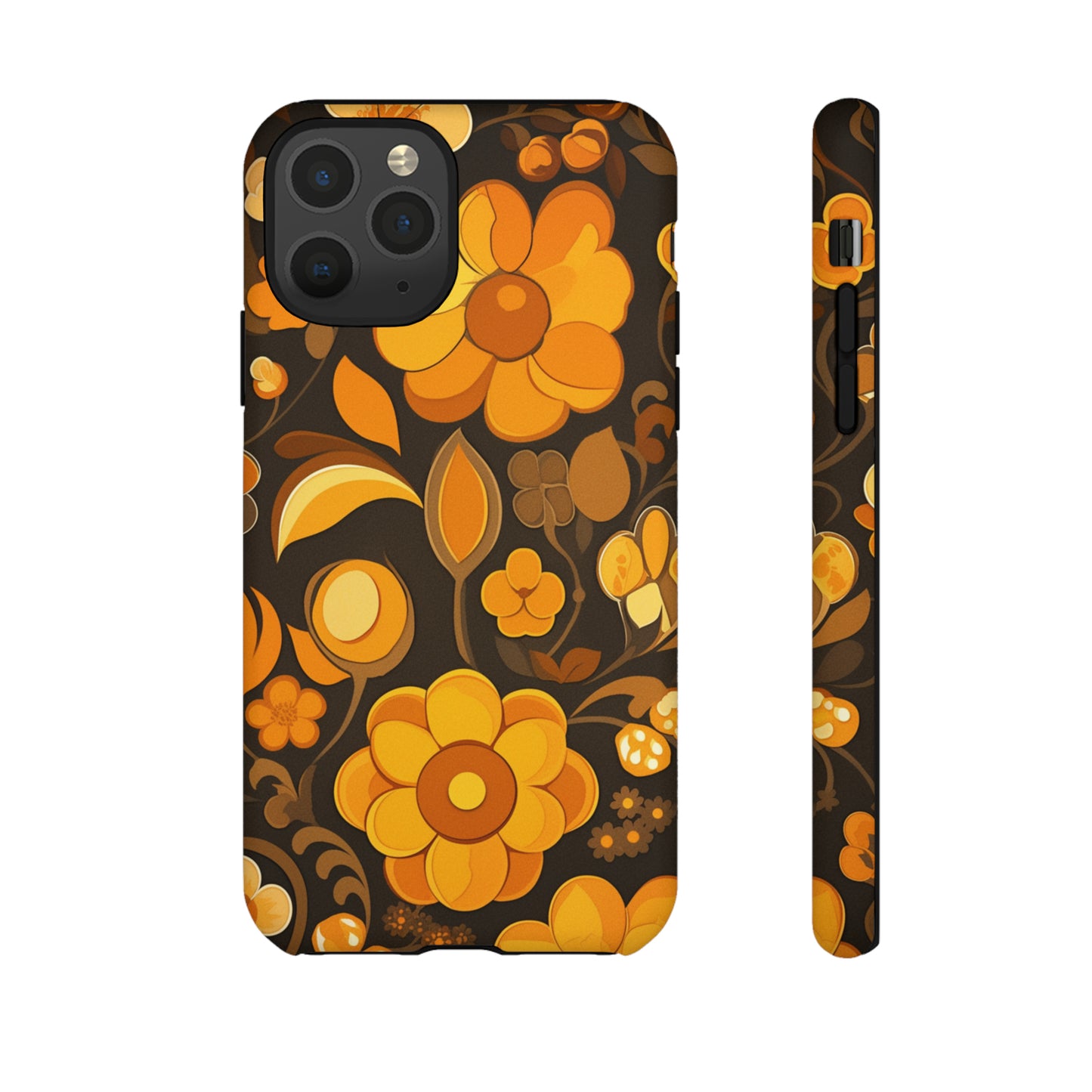 Abstract Retro 70s Dark Wildflower Patterns iPhone Case / Samsung Case