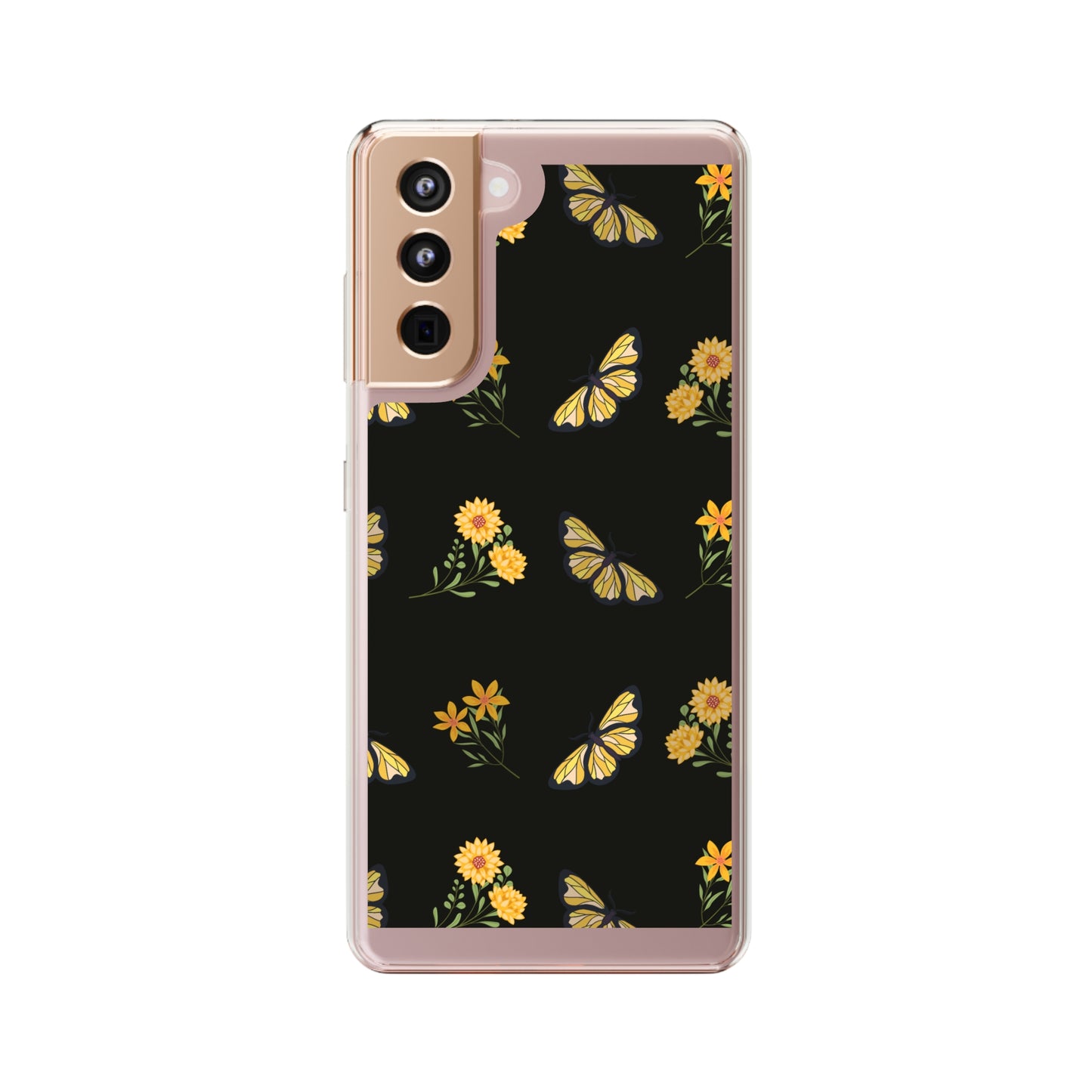 Yellow Butterfly & Flowers | Clear iPhone Case / Samsung Case