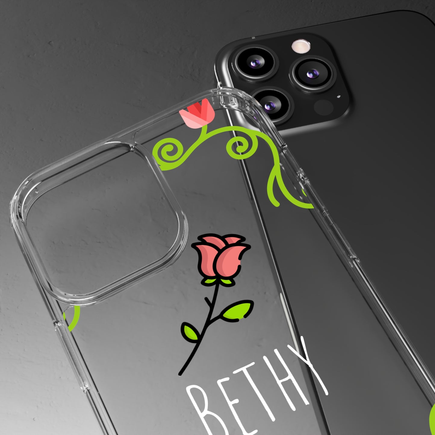 Custom Rose Floral Vines | Clear iPhone Case / Samsung Case