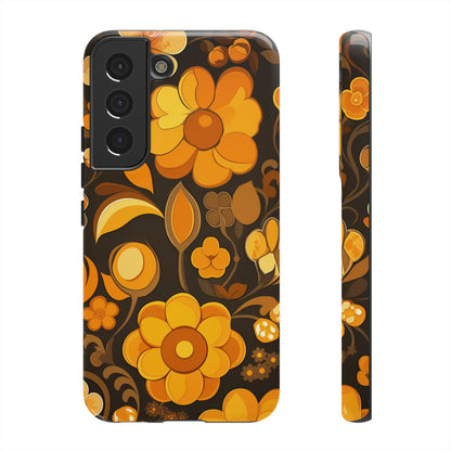 Abstract Retro 70s Dark Wildflower Patterns iPhone Case / Samsung Case