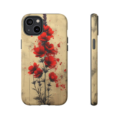 Vintage Red Roses, Wildflowers iPhone Case