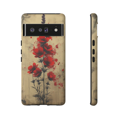 Vintage Red Roses, Wildflowers iPhone Case