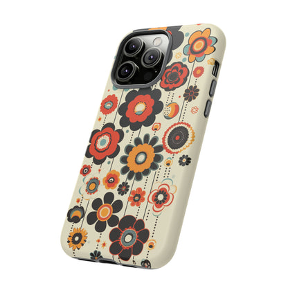 Minimalistic Round Flowers & Thin Vines Pattern iPhone Case