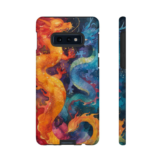 Abstract Twirling Twin Dragon Phone Case, Abstract Aesthetic, iPhone 15 Pro Max 14 13 12 Mini, Samsung Galaxy S23 S22, Google Pixel 7