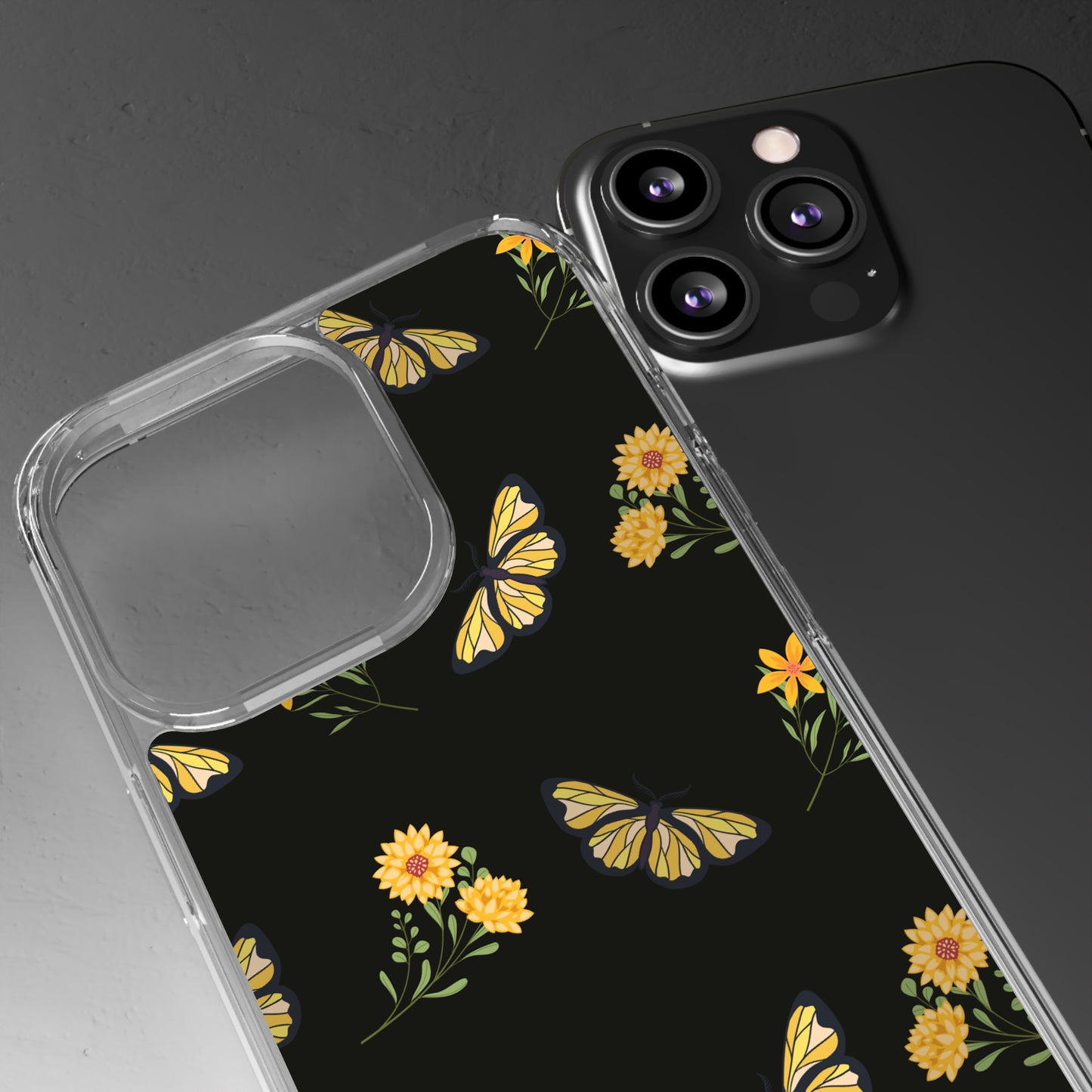 Yellow Butterfly & Flowers | Clear iPhone Case / Samsung Case