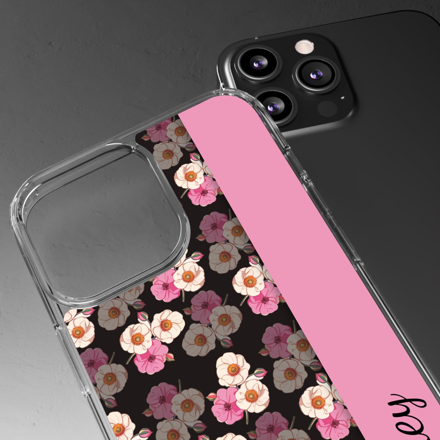 Custom Name Light Rose Pattern | Clear iPhone Case / Samsung Case