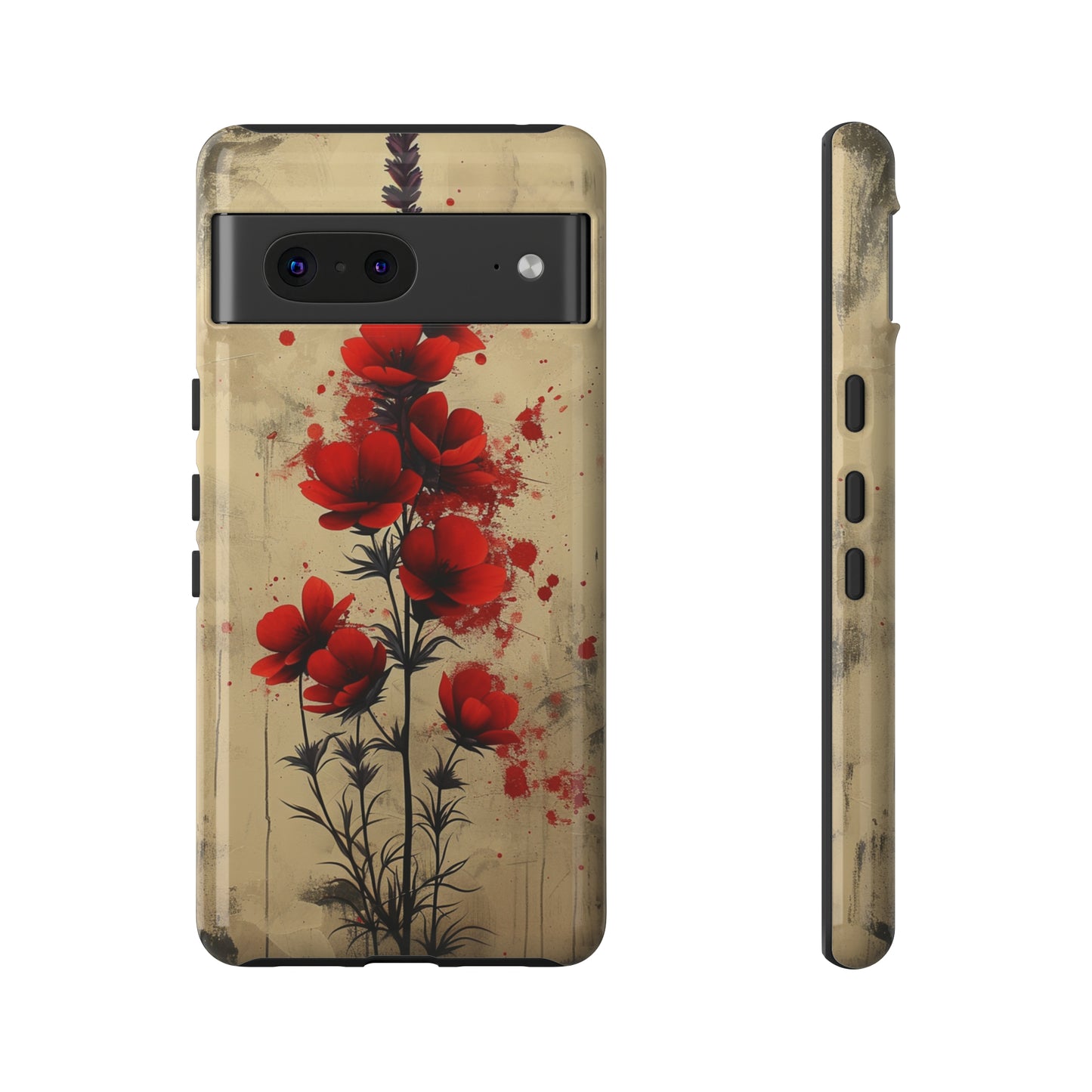 Vintage Red Roses, Wildflowers iPhone Case