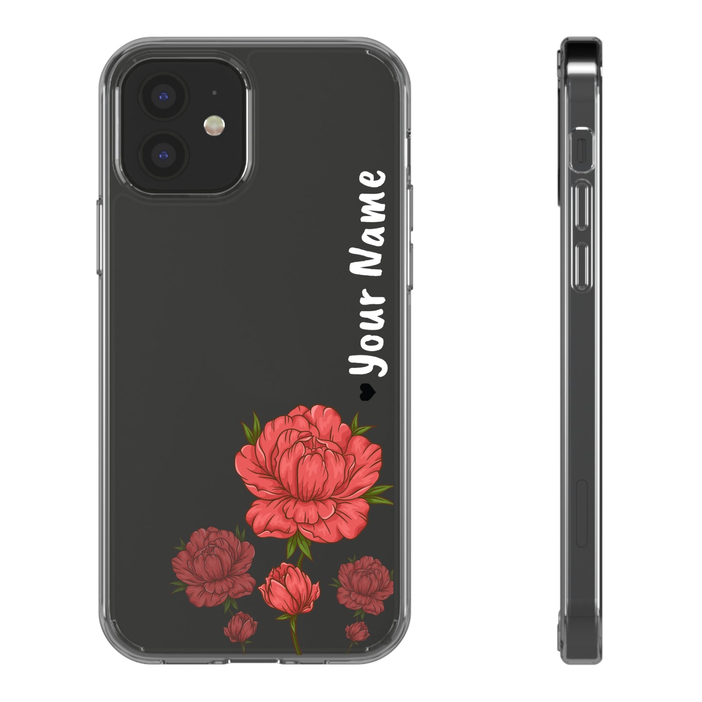 Custom Red Flowers | Clear iPhone Case / Samsung Case