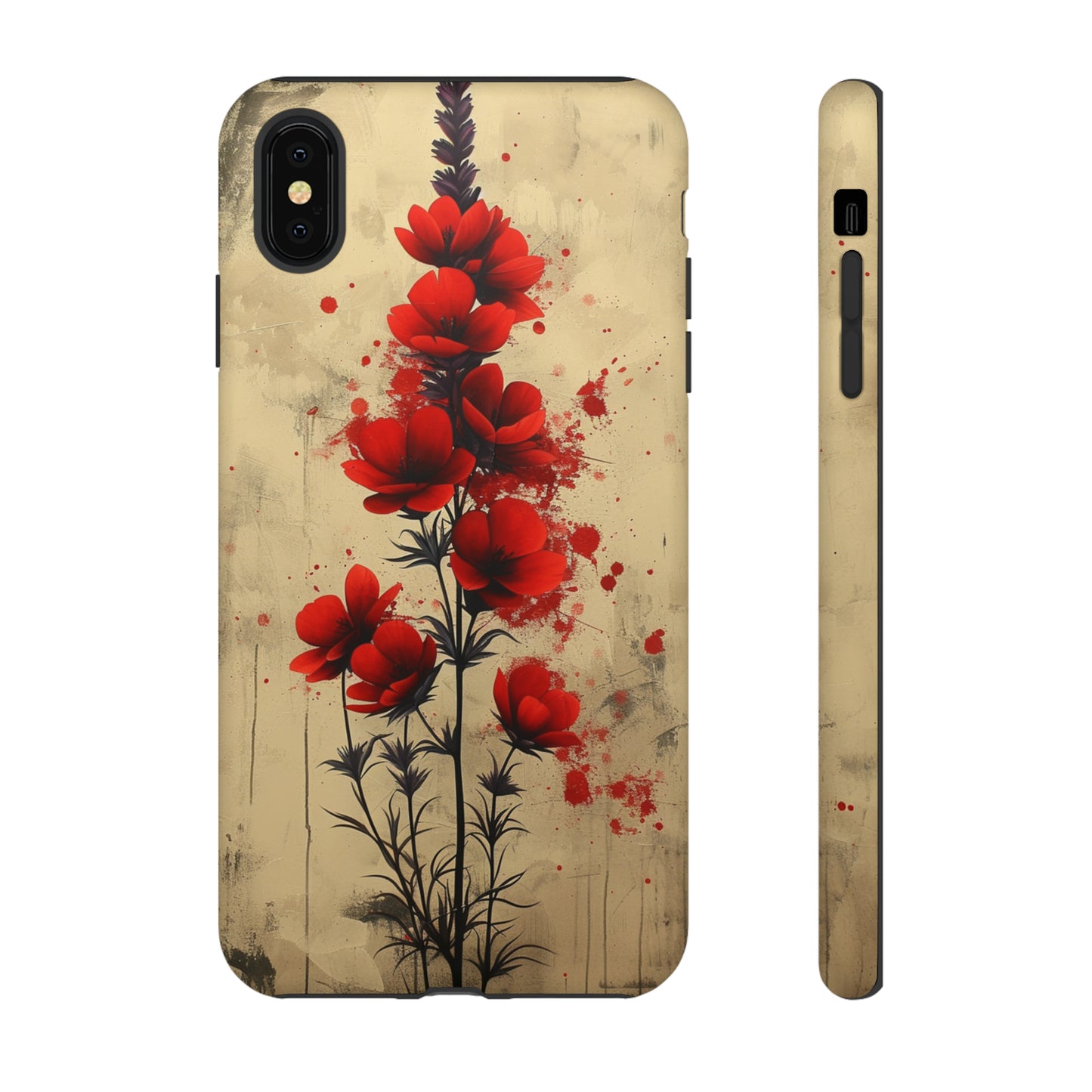 Vintage Red Roses, Wildflowers iPhone Case