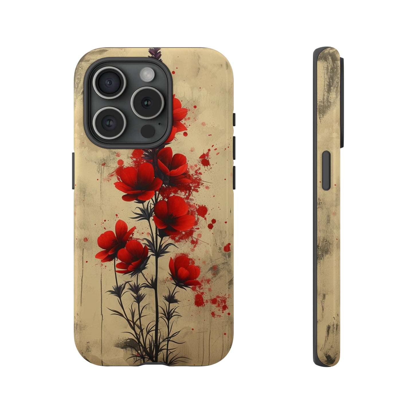 Vintage Red Roses, Wildflowers iPhone Case