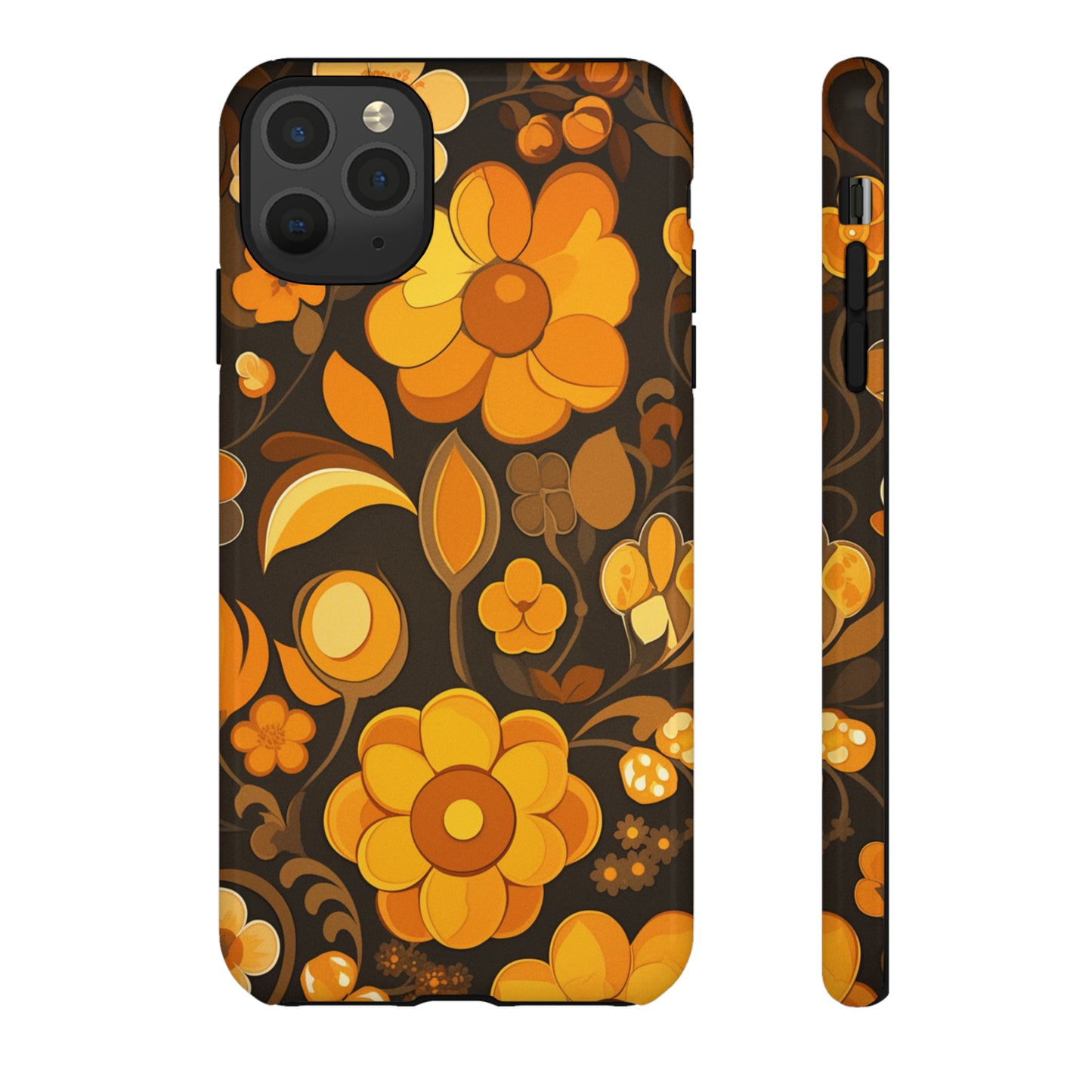 Abstract Retro 70s Dark Wildflower Patterns iPhone Case / Samsung Case